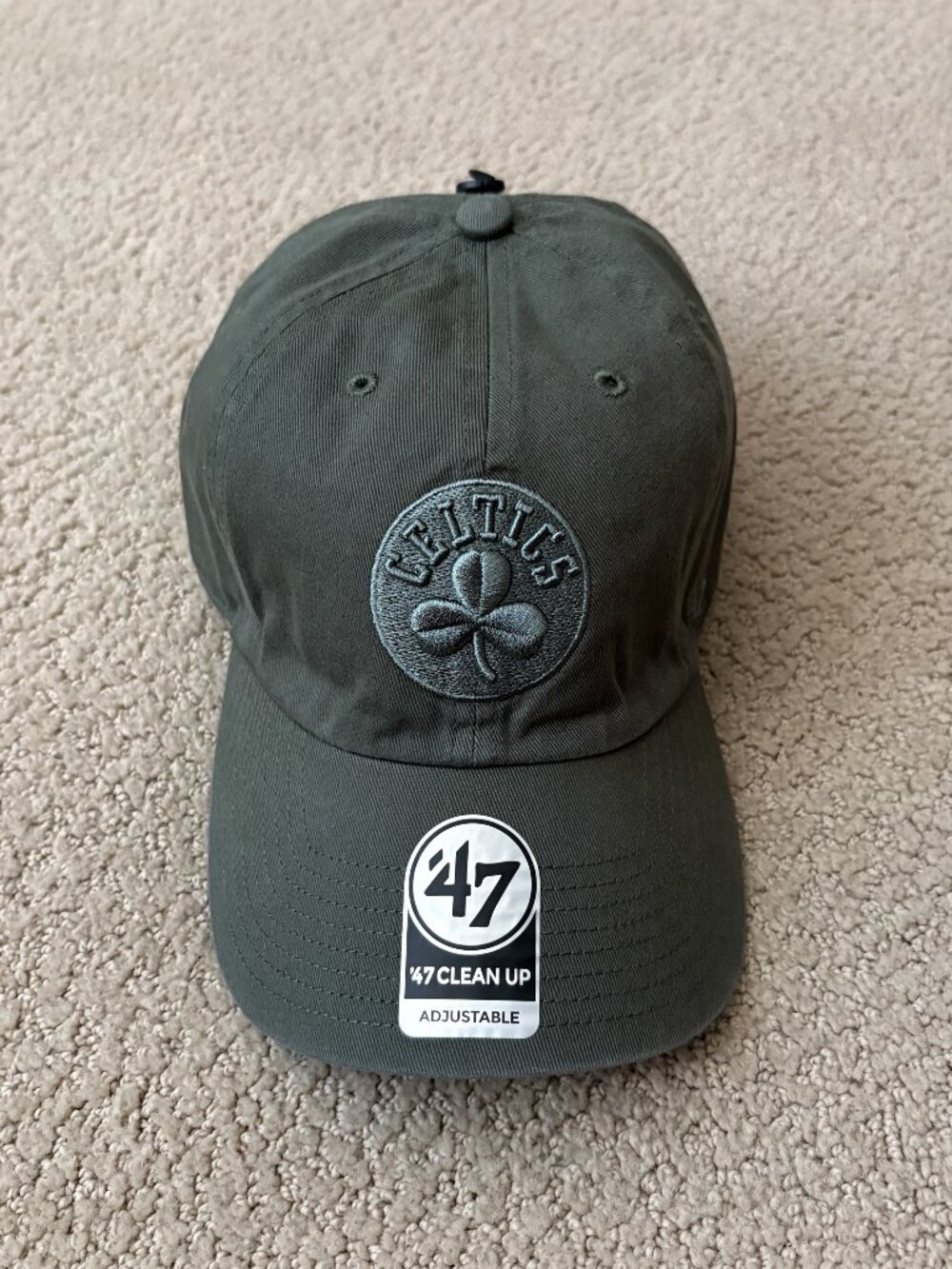'47 Brand Boston Celtics Clean Up Moss Tonal Strapback Hat Cap NBA OSFM NWT